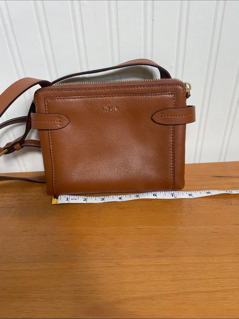 Ralph Lauren Brown Leather Crossbody Bag with Gold Hardware